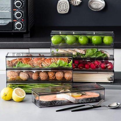Transparent Flatware Tray Kitchen Drawer Organizer With Lid - Plastic Kitchen Cutlery Tray and Utensil Silverware Storage Container with Cover - Dinnerware Holder for Spoons Forks Knives