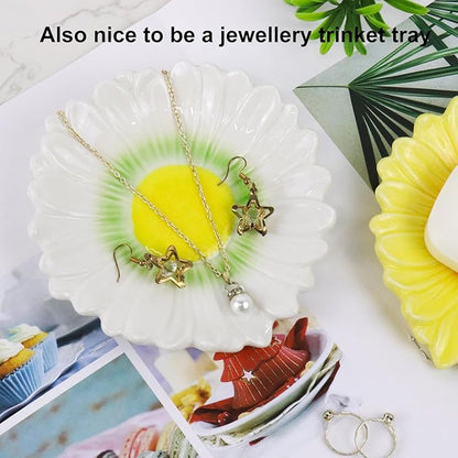 Self Draining Soap Dish Inspired by Daisy Flower Ceramic Waterfall Soap Dish Soap Savers for Bathroom,Shower,Bar Counter