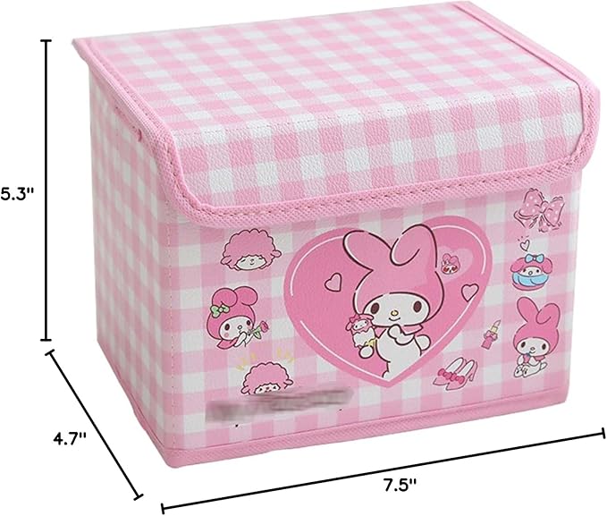 Kawaii Caretoon Fodable Stoage BIn, Cute Anime Collapsible Organizer basket Makeup Holder Office Desk Room Storage Bin (Pink Rabbit)