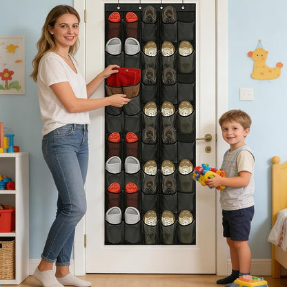 Shoe Rack for Door - 40-Pocket Mesh Foldable,Large Capacity Shoe Holder for Door,for Bedroom Living Room Bathroom Entryway Sneaker Slippers Toiletries Bottles Crafts Toys