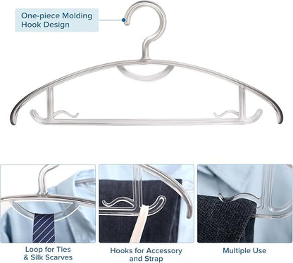 Clear Plastic Hangers, 16" Heavy Duty Clothes Hangers, Durable Closet Hanger for Shirt, Coat and Dress(15 Pack)