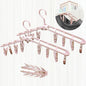 Folding Travel Shirt Socks Clothes Hangers with Clips Foldable Plastic Shorts Skirt Pants Suit Hangers Non Slip Closet Blue Drying Rack Displays (2 Pack Pink)