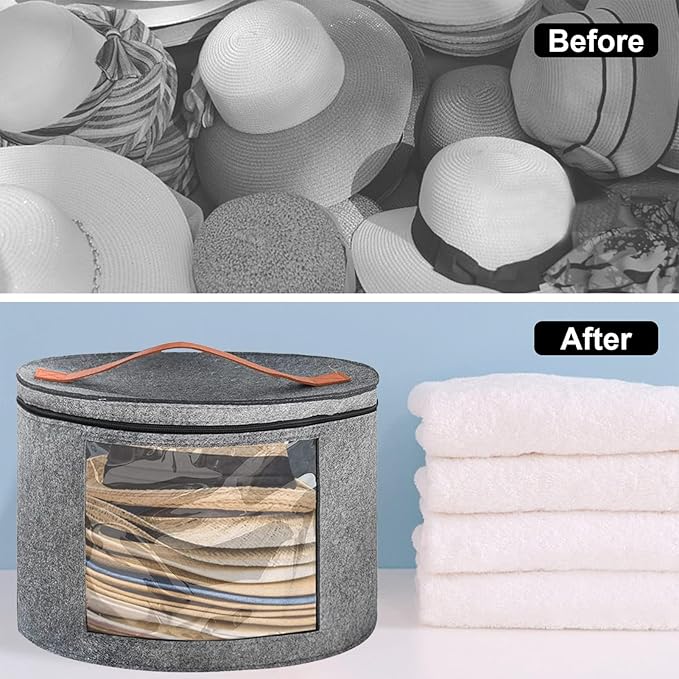 Hat Storage Box,Hat Boxes for Women Storage,Cowboy Hats Holder for Travel,Wide Brims Hat Carrier Case,Stuffed Animal Toy Organizer,Hat Box Closet Organizers and Storage,Hat Boxes for Men