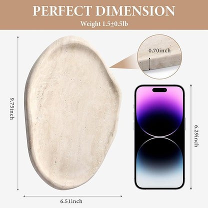 Koville Luxurious Natural Marble Vanity Tray, Cloud Shape Serving Stone Key Tray for Home Decor, 10" x 7" Marble Storage Trays for Bathroom, Stone Plate Holder for Perfume, Candle and Jewelry