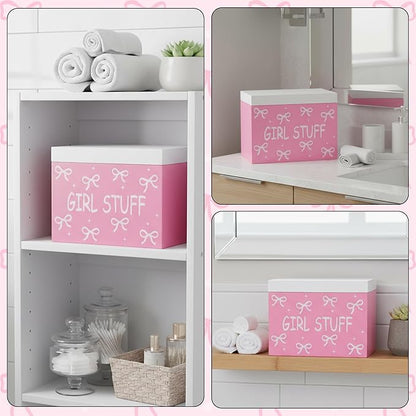 R HORSE Tampon Holder for Bathroom - Pink Feminine Product Organizer, Bow Organize Case with Lid Shark Week Tampon Storage Lady Stuff Box for Bathroom Accessories