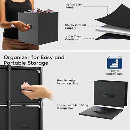 Mavivegue 9 Cube Storage Organizer, Closet Organizers and Storage, Cube Storage Shelf, Easy to Assemble with Storage Drawers, DIY Closet Cube Organizer for Living Room, Bedroom, Dorm Room-Black