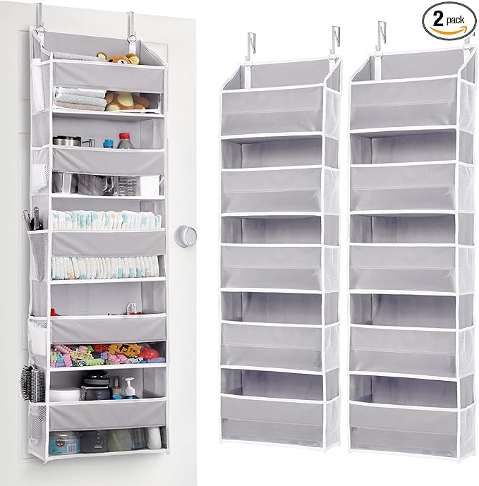 ULG 2 Pack 5-tier Over the Door Organizer Light Gray
