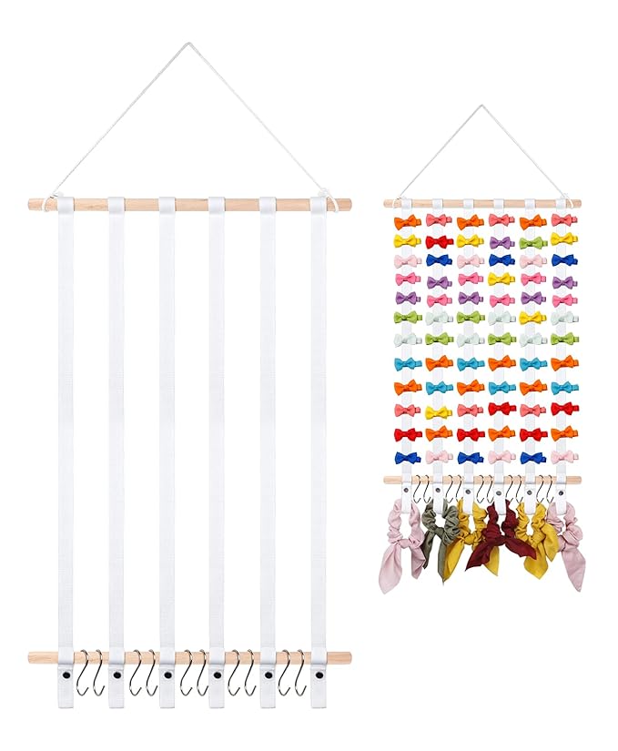 SYGY Bow Holder - Organizer for Hair Bows, Clips, Ties, Headbands & Accessories - Wall Hanging Decor