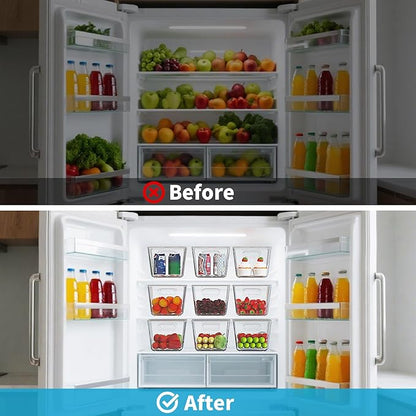 4 Pack Clear Stackable Storage Bins with Lids, Large Plastic Pantry Organizers and Storage Containers for Kitchen Cabinet, Fridge, Closet, Bathroom - BPA-Free Home Organization Must Haves
