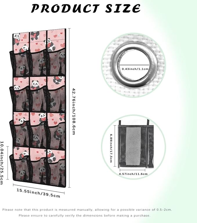 Panda Pattern Hanging Shelves Over the Door Organizer Storage for Closet with 12 Pockets,Nursery Organization,Over The Door Organizer,Organizer for Bedroom Bathroom,Kitchen