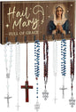 Colingmill Large Wooden Rosary Holder Wall Mounted with 8 Hangers Catholic Rosary Storage Organizer Decorative Hanger Holder for Necklace, Bracelet Prayer Storage(Classic)