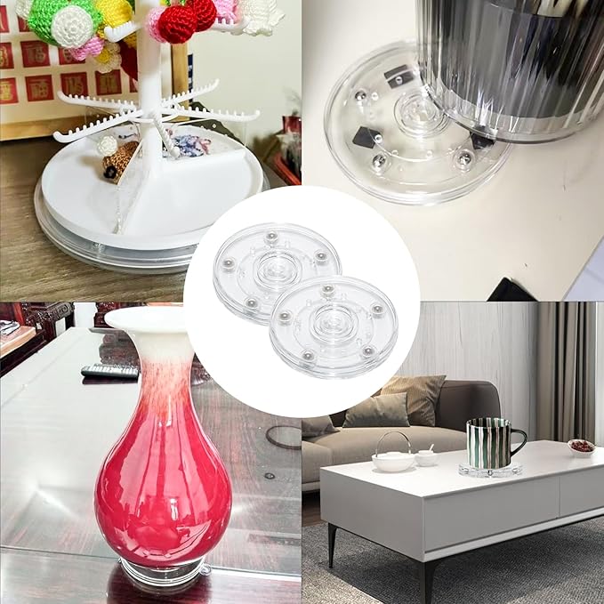 4PCS 3 inch Clear Small Lazy Susan Turntable Mini Lazy Susan Acrylic Ball Bearing Rotating Tray for Spice Rack Table Cake Kitchen Pantry