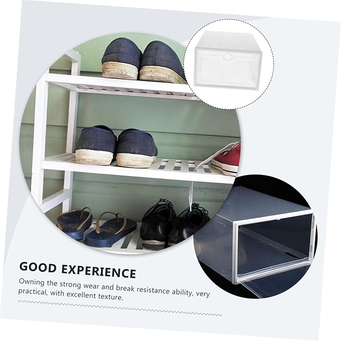 5pcs Shoe Boxes Storage Stackable Shoe Storage Case Sneaker Organizer Box