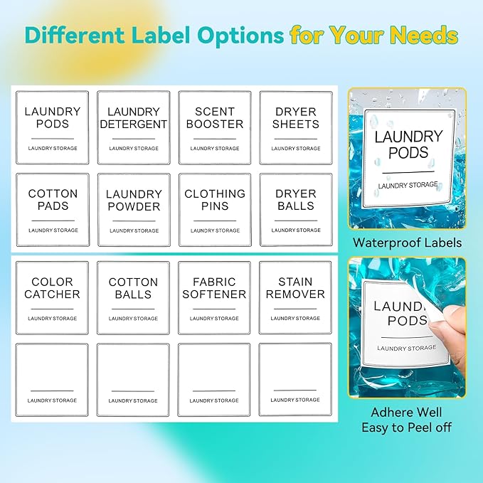 Laundry Pods Container & Dryer Sheet Holder, Laundry Room Organization and Storage Jars with Lids, Labels & Scoops for Powder Detergent Scent Booster