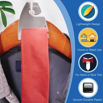 Black Neck Tie Hangers for Retail, Economic Plastic Tie Hooks, 1000 Pack