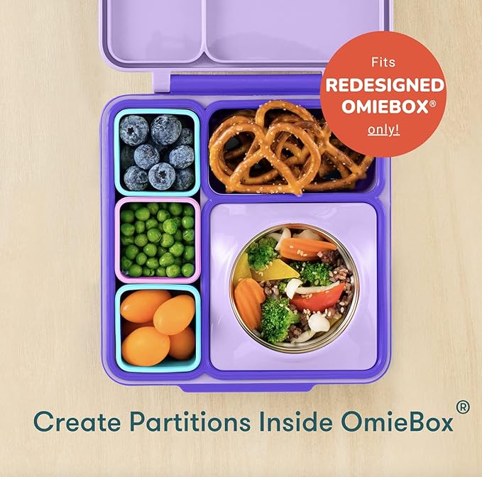 OmieBox (2 pack) Leakproof Dips Containers To Go, Salad Dressing Container, Condiment Container with Lids - Food Safe Silicone - 4 ounces (Pink/Teal)