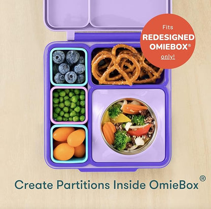 OmieBox (2 pack) Leakproof Dips Containers To Go, Salad Dressing Container, Condiment Container with Lids - Food Safe Silicone - 4 ounces (Pink/Teal)