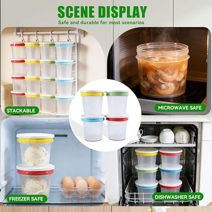 12 Pack 8.8oz Plastic Food Storage Containers with Lids, Small Meal Prep Container Jars for Food, Salad, Soup, Snack, Freezer & Lunch