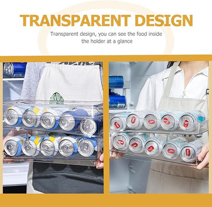 Amosfun Household Can Organizer Double-Layer Design Convenient Beverage Storage for Fridge and Pantry Automatic Rolling Drink Holder Pet Material for Soda and Cans