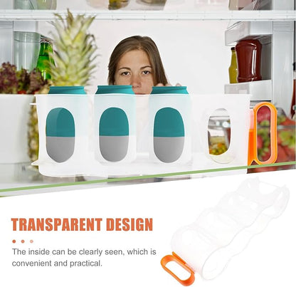 Fridge Can Dispenser Organizer Storage Bin for Soda Beer Cans with Smooth Slide Orange Beverage Container for Kitchen and Home