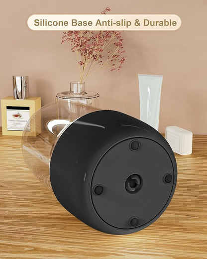 Anylady Makeup Brush Holder 360 Rotating, [Upgrade & with Cover] Makeup Brush Organizer for Vanity Countertop Bathroom (Black)