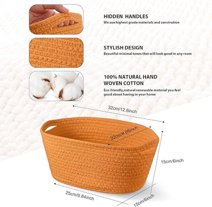 Sawysine 6 Pcs Storage Baskets Bulk for Organizing Cotton Rope Woven Basket with Handles for Gift Cloth Shelves Blanket Toys Living Room(Morandi)