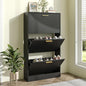 JOZZBY Shoe Storage Cabinet with 3 Flip Drawers, Freestanding Narrow Slim Shoe Organizer Cabinet Rack for Entryway, Hallway, Living Room, Black