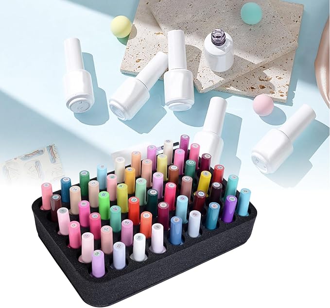 2 Pack Nail Polish Organizer Holder Foam Pad with Slots for Storage 108 Bottles (15ml/0.5fl.oz) Nail Polish or Essential Oil Tray for Drawers Black