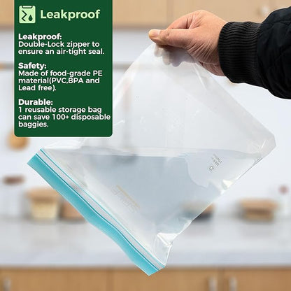 SPLF 24 Pack Reusable Food Storage Bags Dishwasher Microwave Safe, BPA Free Reusable Freezer Bags, Silicone Free Containers for Meal Prep, Fridge Kitchen Organization - 8 Gallon 8 Sandwich 8 Snack
