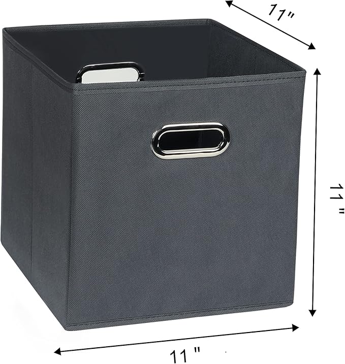 Fabric Cloth Storage Bins,Fabric Cube Organizer with Dual Handles Foldable Cube Storage Baskets for Home Bedroom Storage,Set of 6, Gray