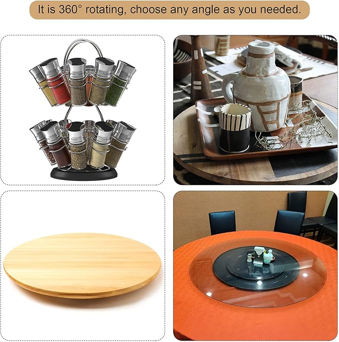 MECCANIXITY 4inch Rotating Swivel Stand with Steel Ball Bearings Lazy Susan Base Turntable for Kitchen Corner Cabinets, Black Pack of 4