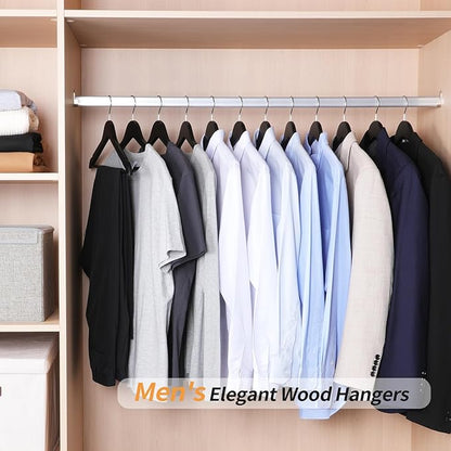 Amazon Basics Wood Suit Clothes Hangers for Closet Organizer, Black, 30-Pack