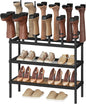 YATINEY Shoe and Boot Rack Organizer, Tall Boots Rack for Closet, Cowboy Shoes Storage, 4 Tier Shoe Racks Organizer Holds 14 Pairs, Black and Rustic Brown SS29BR
