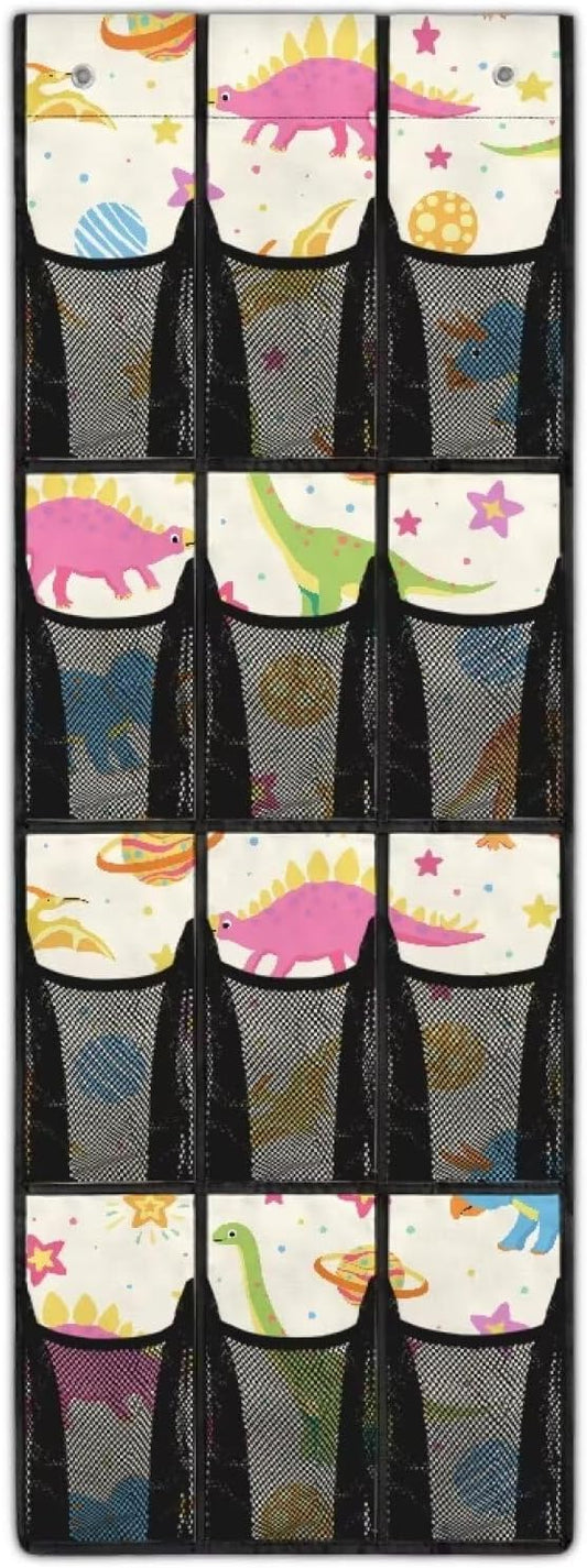 Generic Cute Dinosaur The Door Pocket Organizer Sturdy Over The Door Organizer Bedroom Space Saving Hanging Closet Organizer for Dormitory Bathroom Kid's Room Etc