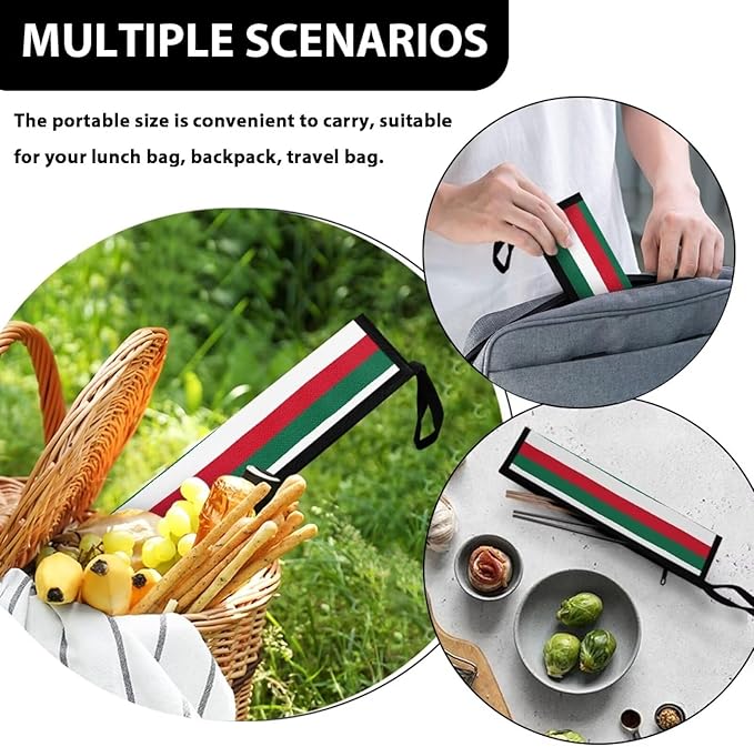 COEQINE Mexico Flag Themes Utensil Holder Case Fork Spoon Knife Organizer Tableware Storage Case With Zipper Handles Portable Lightweight Travel Outdoor Silverware Bags for Women Men Independence Day
