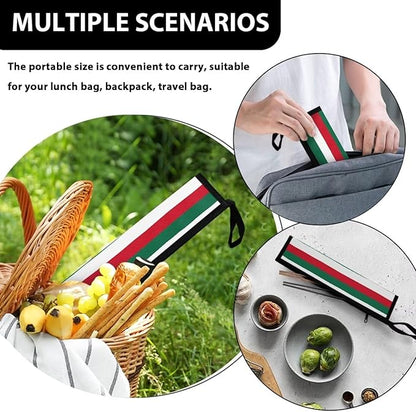 COEQINE Mexico Flag Themes Utensil Holder Case Fork Spoon Knife Organizer Tableware Storage Case With Zipper Handles Portable Lightweight Travel Outdoor Silverware Bags for Women Men Independence Day