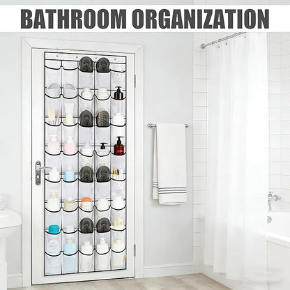 Over the Door Shoe Organizer, 40 Large Mesh Pockets Hanging Shoe Rack for Door, Space Saving Shoe Storage Organizer for Closet, Bedroom, Entryway, White