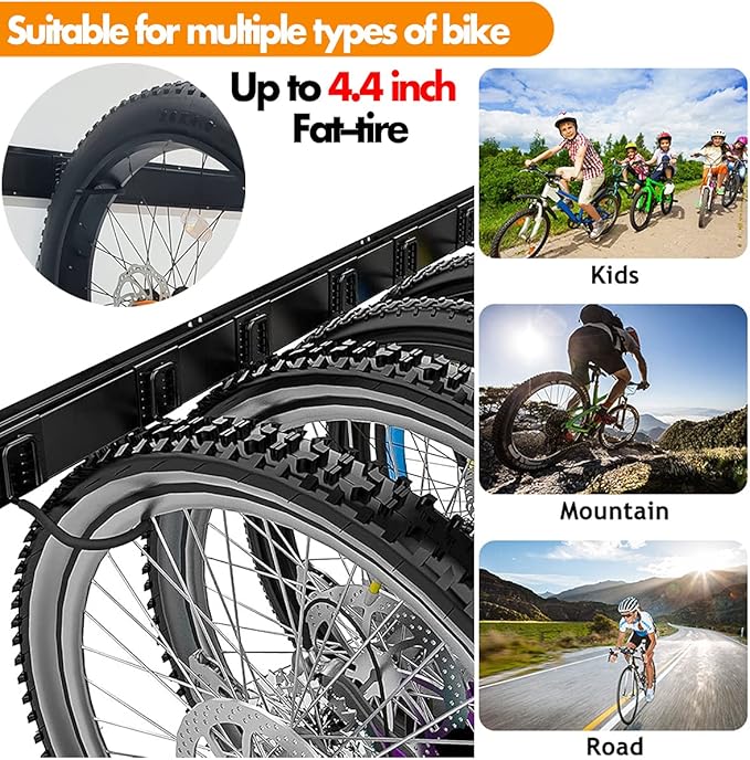 TORACK Bike Storage Rack, 6 Bike Rack Wall Mount Home and Garage Organizer, Vertical Bicycles Hanger Hooks for Indoor Space Saving
