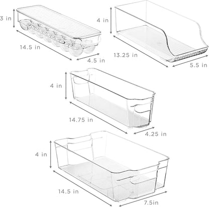 Sorbus Fridge Organizer Bins – Set of 8 Refrigerator Organizers and Storage Containers, Stackable Freezer Bins and House Essentials for New Home, BPA-Free Pantry Drawer Organizers