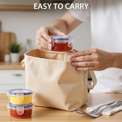 Small Containers with Lids, [6 Pack] 3.5 oz Reusable Plastic Jars for Snack and Puree, Salad Dressing Container to Go, Small Condiment Containers for On-the-Go Meals, Sauce Containers, BPA-Free