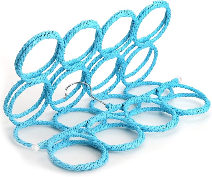 Tosnail 2 Pack Foldable Scarf Hanger Holder, Belt Organizer, Clothing Storage Hanger Closet Space Saver for Tie, Belt, Scarves, Leggings - Blue