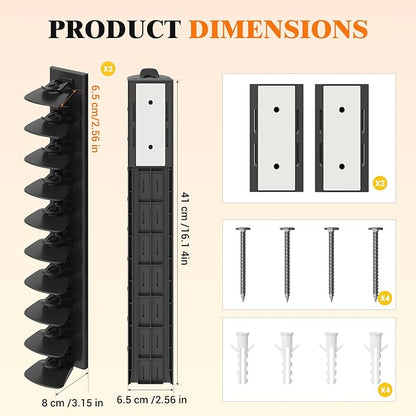 YOUDENOVA Hat Organizer for Baseball Caps, 2 Pack Hat Rack for Wall Hold up to 40 Hats, Adhesive Hat Storage Display for Wall and Closet Doors, Black