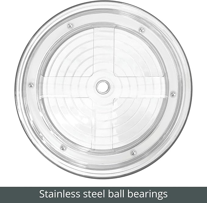 mDesign 2-Tier Lazy Susan Turntable for Kitchen Cabinets, Shelf, Table, Countertop, 9" Multi Level Rotating Organizer Carousel, Storage Turntable Organizer, Ligne Collection, 2 Pack, Clear/Chrome