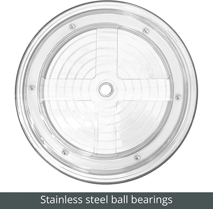 mDesign 2-Tier Lazy Susan Turntable for Kitchen Cabinets, Shelf, Table, Countertop, 9" Multi Level Rotating Organizer Carousel, Storage Turntable Organizer, Ligne Collection, 2 Pack, Clear/Chrome