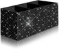 Bling Makeup Brush Holder Organizer, 3 Slot Sparkle Cosmetics Brushes Storage Holders with Shiny Rhinestones, Glitter Cute Pen and Pencil Holder for Desk, Eyeliners Display Case for Vanity（Black）
