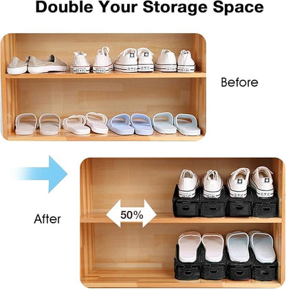 Neprock Shoe Rack Shoe Organizer Space-Saving Storage Shoe Organizer for Closet,Shoe Stacker Shoe Slots Space Saver Double Stack Shoe Holder Homeries