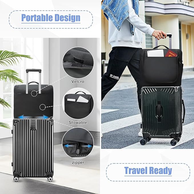 Large Hat Bag for Baseball Caps, Portable Hat Organizer Carrier for Travel, Hat Storage Box Holder for 24 Snapback Caps, Baseball Cap Traveling Case for Men, Black, and Gift Hat Hooks