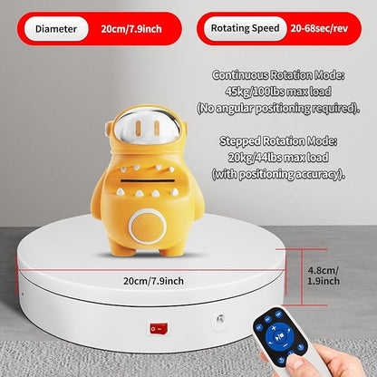Remote Motorized Electric Turntable Rotating Display Stand Spinning Rotating Platform 360 Photography Turntable Motorized Spinning Platform for Photography,Display,3D Scaner