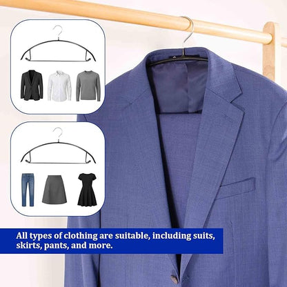 20 Pack Non Slip PVC Coating Metal Clothes Hangers No Shoulder Bump,Built-in Shoulder Hook and Bottom Rod,Suitable for Sweaters,Suits,Shirts,Skirt,Jackets (Black, 20 Pack)