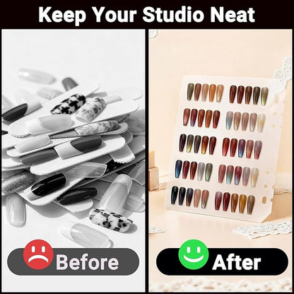 Segbeauty Nail Polish Color Swatches with Zipper, Nail Display Book A5 Binder, Press On Nails Stand with 240 Fake Nails, Polish Swatches Color Display Book Organizer Art Salon Supplies Storage Black